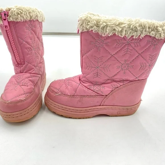 Falls Creek girls toddlers pink Thinsulate Winter Snow Boot Faux Fur Snowflake - Picture 2 of 8